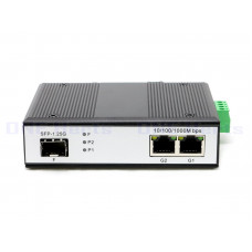 OHZ-1L2E-SFP-IDS 工業級千兆1光2電SFP光電轉換器 工業級導軌式千兆1光2電SFP SFP1光2電工業級乙太網交換機 1光2電SFP光纖收發器導軌延長器